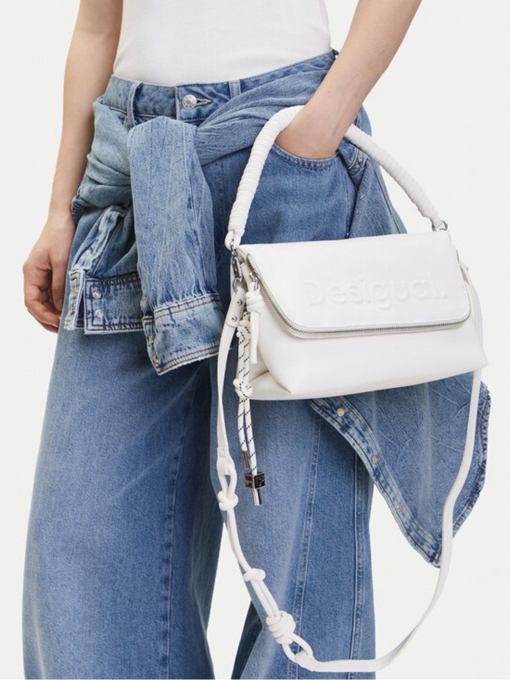 Desigual White Half Venecia 3.0 3D Logo Crossbody Shoulder Bag